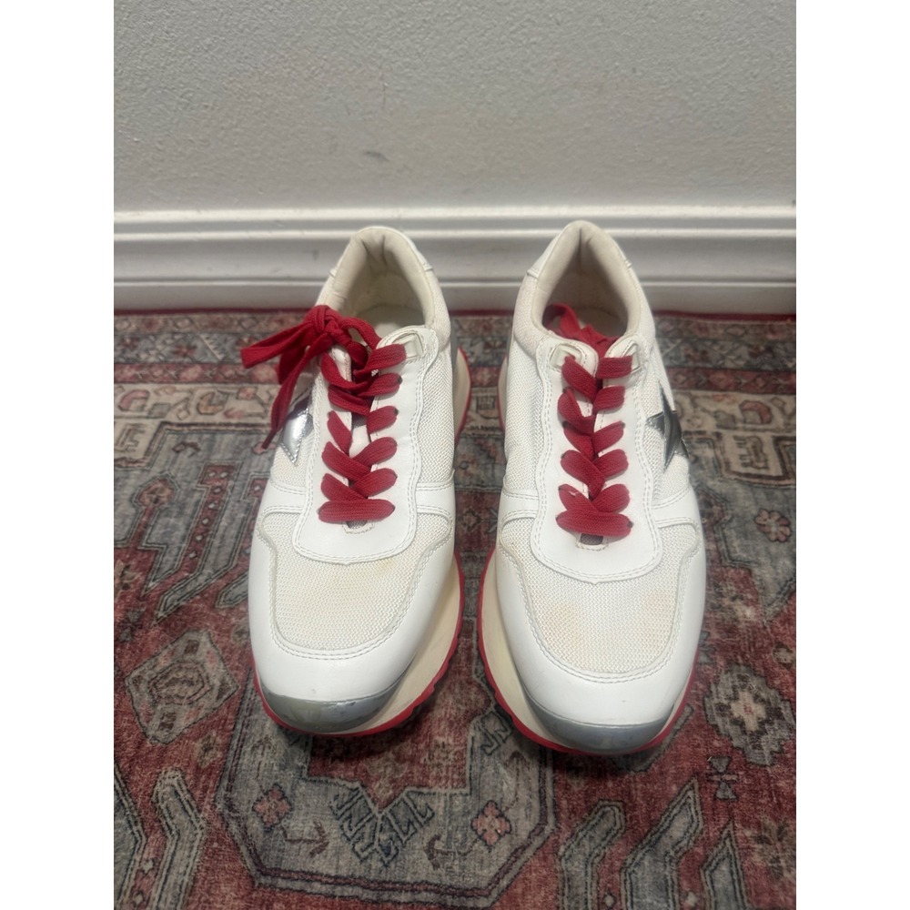 Vintage Havana Major 18 Red Multi Star Platform Sneakers Womens 9 White Silver